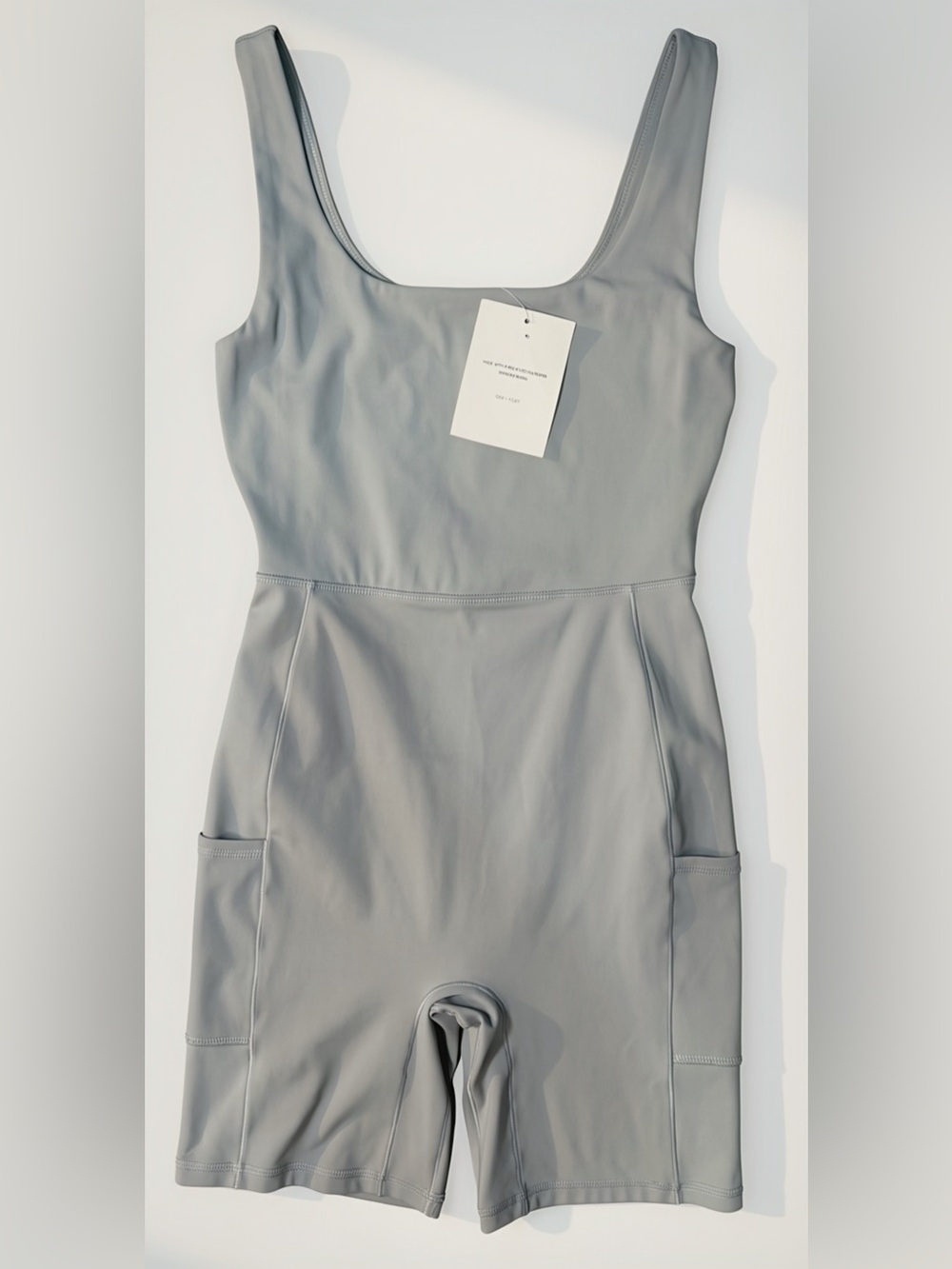 Oak + Fort Grey Athletic Biker Short Romper Jumpsuit Size XS | Sporty Coastal - Picture 2 of 5